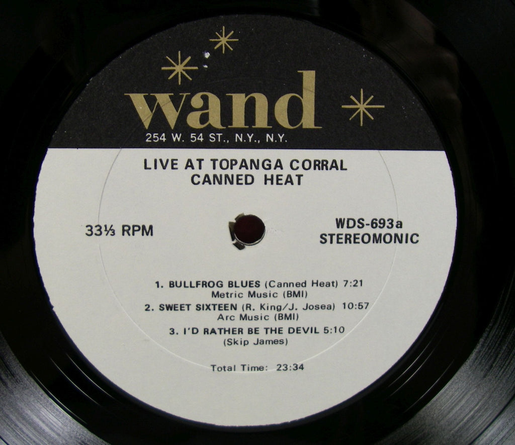 Canned Heat - Live at Topanga Corral LP, 1970 Blues Rock, EXC