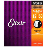 Elixir Nanoweb Acoustic Phosphor Bronze Guitar Strings, All Gauges